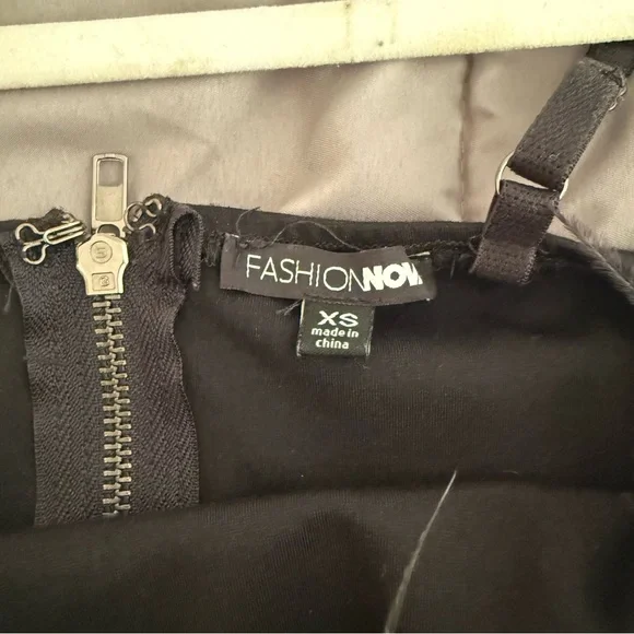 Black feather trim mini dress - Picture 6 of 7